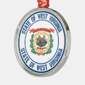 West Virginia Round Emblem Metalen Ornament (Links)