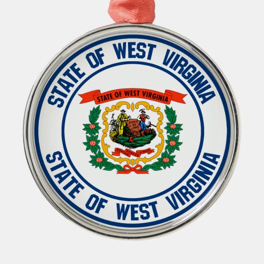 West Virginia Round Emblem Metalen Ornament (Voorkant)