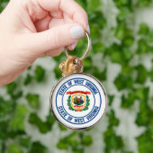 West Virginia Round Emblem Sleutelhanger (Hand)