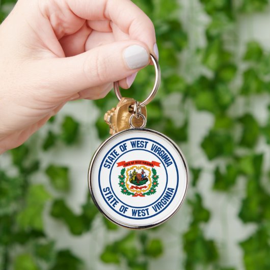 West Virginia Round Emblem Sleutelhanger (Hand)