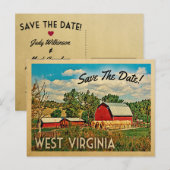 West Virginia Save the Date Boerderij Barn Rustic Aankondigingskaart (Voorkant / Achterkant)