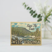 West Virginia Save the Date Mountains River Snow Aankondigingskaart (Staand voorkant)