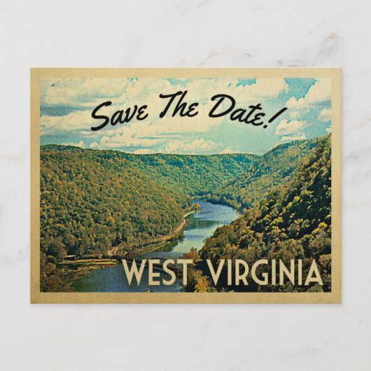 West Virginia Save the Date River Natuur Aankondigingskaart (Voorkant)