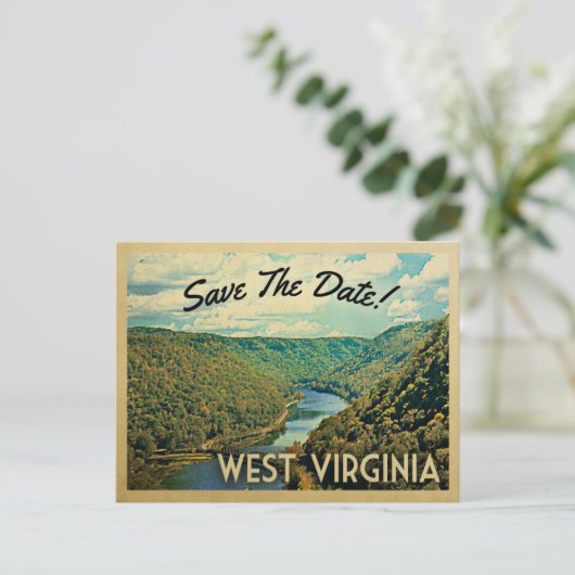 West Virginia Save the Date River Natuur  Aankondigingskaart (Staand voorkant)