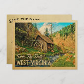 West Virginia Save the Date Rustic Cabin Mill Wood Aankondigingskaart (Voorkant / Achterkant)
