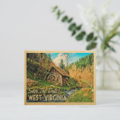 West Virginia Save the Date Rustic Cabin Mill Wood Aankondigingskaart (Staand voorkant)