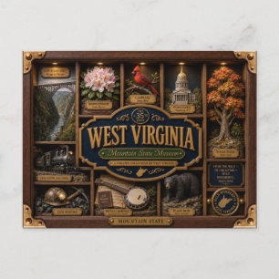West Virginia-schaduwdoos 3D figuur staat Briefkaart