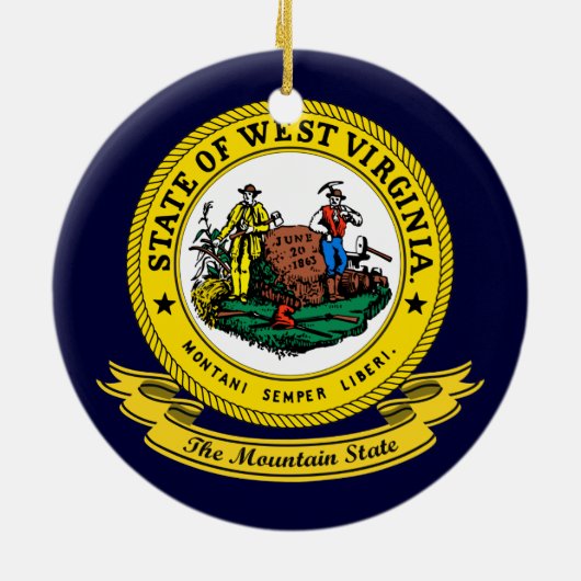 West Virginia Seal Keramisch Ornament (Achterkant)