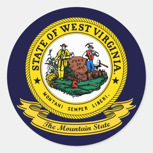 West Virginia Seal Ronde Sticker (Voorkant)