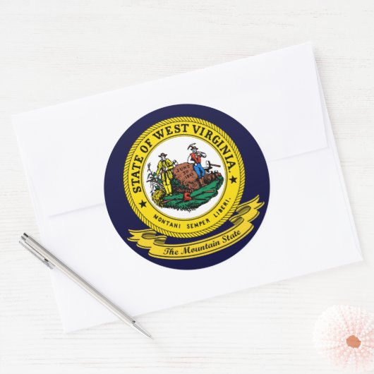 West Virginia Seal Ronde Sticker (Envelop)