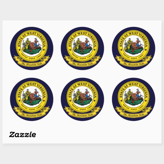 West Virginia Seal Ronde Sticker (Vel)