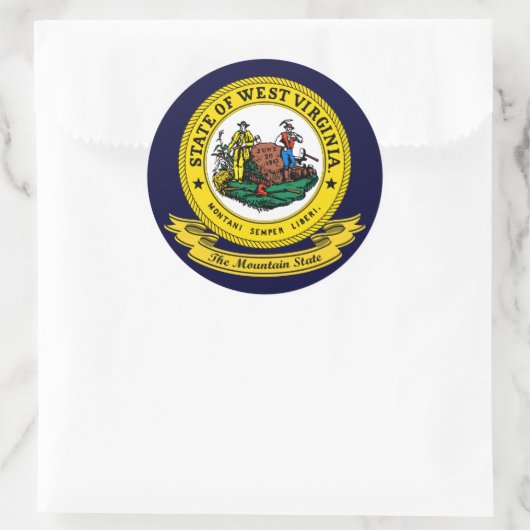 West Virginia Seal Ronde Sticker (Tas)