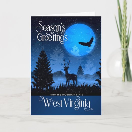 West Virginia Season's Greetings Woodland Deer Feestdagen Kaart (Voorkant)