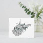 West Virginia Shaped  Gray Typografie Name Briefkaart (Staand voorkant)