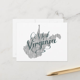 West Virginia Shaped  Gray Typografie Name Briefkaart