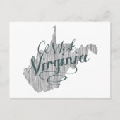 West Virginia Shaped  Gray Typografie Name Briefkaart (Voorkant)