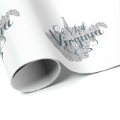 West Virginia Shaped  Gray Typografie Text Cadeaupapier (Rol Hoek)