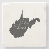 West Virginia Shaped I like it here Chalkboard Stenen Onderzetter (Voorkant)
