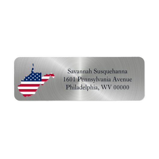 West Virginia Silver American Flag Patriotic Etiket (Voorkant)