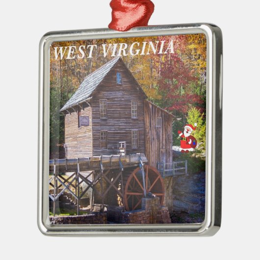 West Virginia Square Kerstversiering Metalen Ornament (Links)
