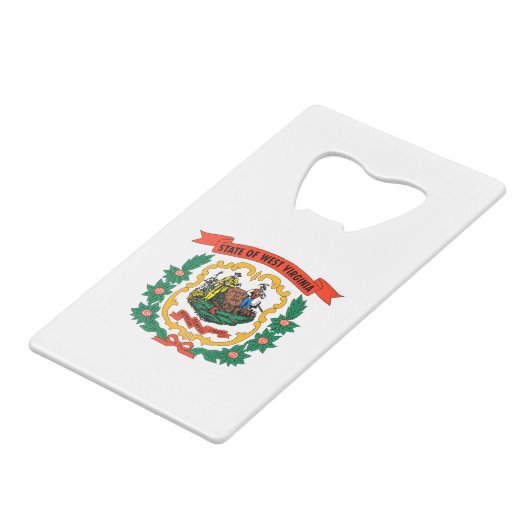 West Virginia State Flag Creditkaart Flessenopener (Achterkant Gekanteld)