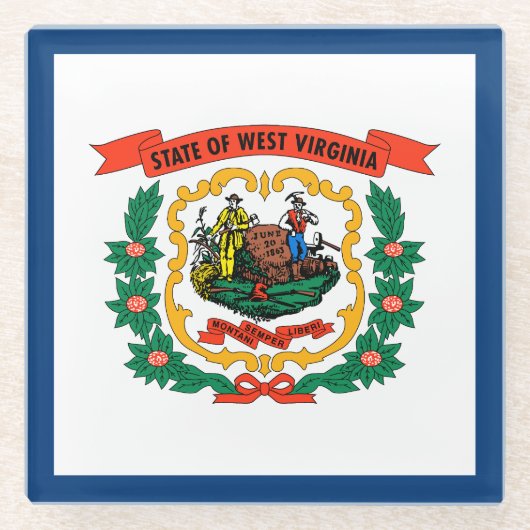 West Virginia State Flag Glazen Onderzetter (Voorkant)