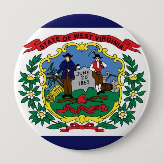 West Virginia State Flag Ronde Button 4,0 Cm (Voorkant)
