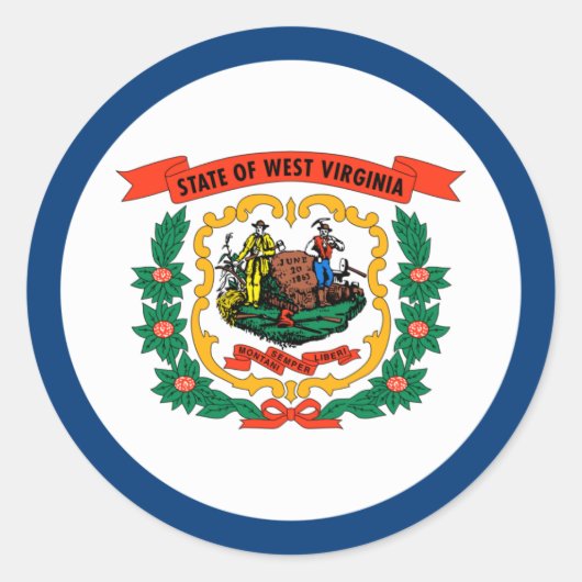 West Virginia State Flag Ronde Sticker (Voorkant)