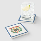 West Virginia State Flag Stenen Onderzetter (Zijkant)