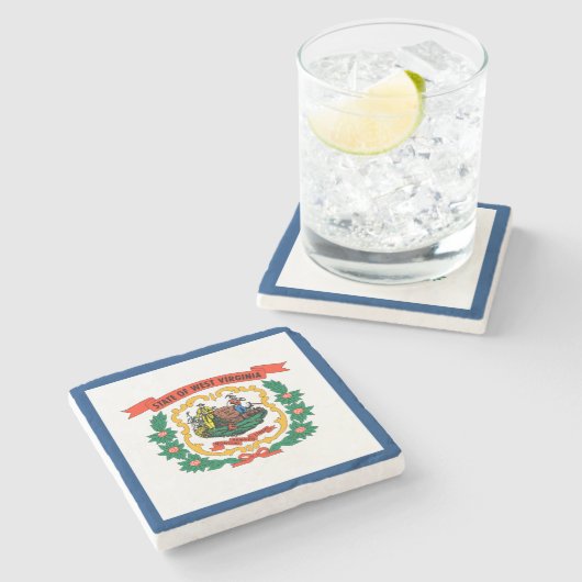 West Virginia State Flag Stenen Onderzetter (Zijkant)