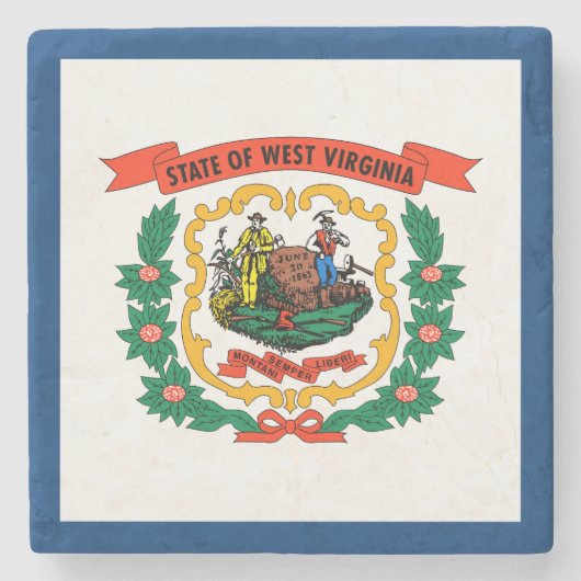 West Virginia State Flag Stenen Onderzetter (Voorkant)