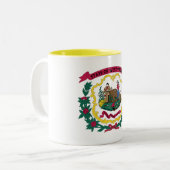 West Virginia State Flag Tweekleurige Koffiemok (Voorkant links)
