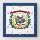 West Virginia State Flag Vierkante Klok (Voorkant)