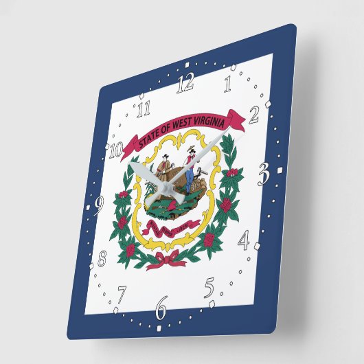 West Virginia State Flag Vierkante Klok (Hoek)
