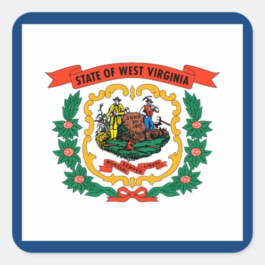West Virginia State Flag Vierkante Sticker (Voorkant)