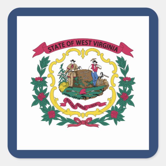 West Virginia State Flag Vierkante Sticker (Voorkant)