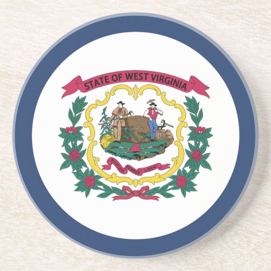 West Virginia State Flag Zandsteen Onderzetter (Voorkant)