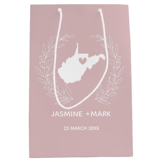 West Virginia State-kaart bruiloft  Medium Cadeauzakje (Voorkant)