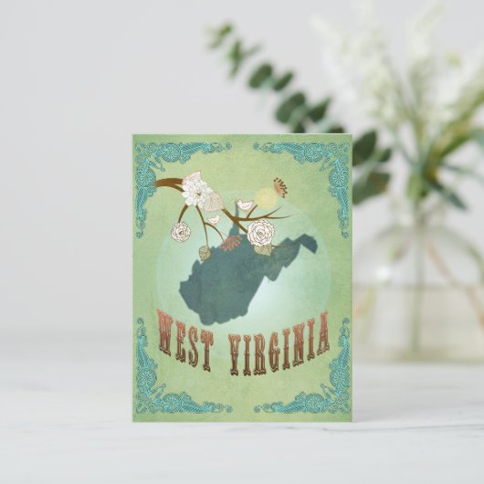West Virginia  State Kaart - Groen (Staand voorkant)