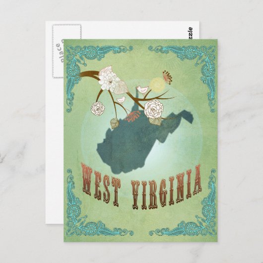 West Virginia  State Kaart - Groen (Voorkant / Achterkant)