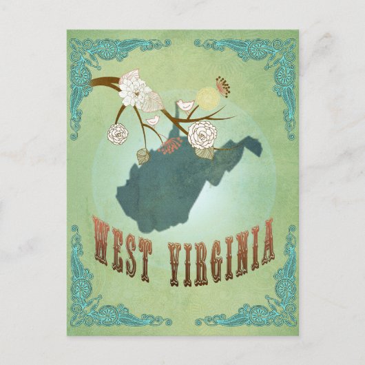West Virginia State Kaart - Groen (Voorkant)