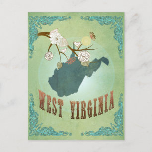 West Virginia  State Map - groen Briefkaart