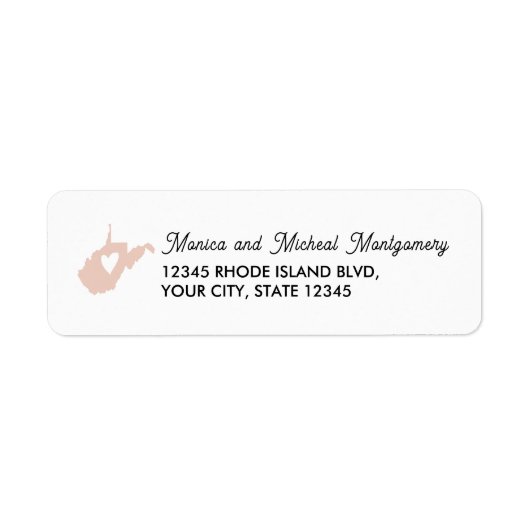 WEST VIRGINIA State Map met hart - ELKE KLEUR Etiket (Voorkant)