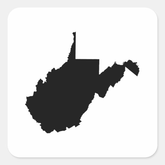 West Virginia State Outline Vierkante Sticker (Voorkant)
