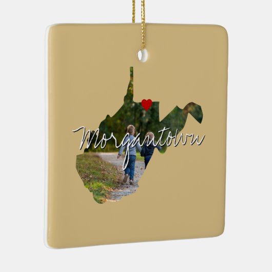 West Virginia State Photo insert and town name Keramisch Ornament (Rechts)