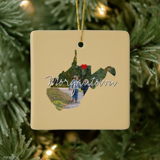 West Virginia State Photo insert and town name Keramisch Ornament (Boom)