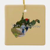West Virginia State Photo insert and town name Keramisch Ornament (Voorkant)