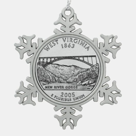 West Virginia State Quarter Tin Sneeuwvlok Ornament (Voorkant)