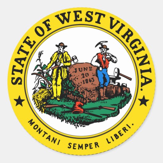 West Virginia state seal.jpg Ronde Sticker (Voorkant)