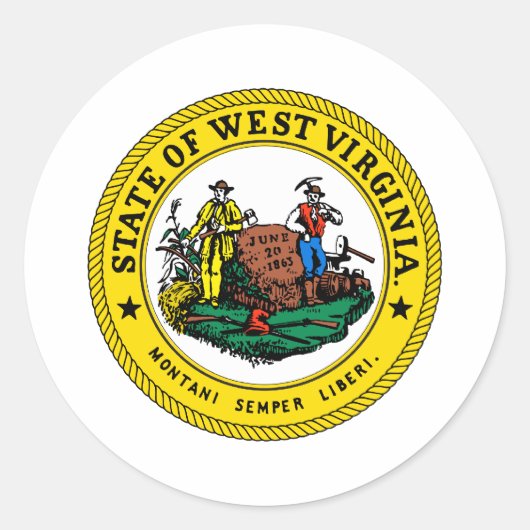 West Virginia State Seal Ronde Sticker (Voorkant)